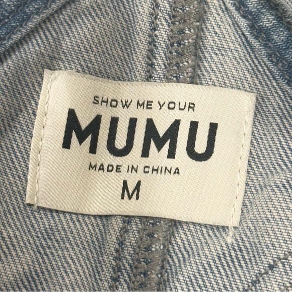 Show Me Your Mumu San Fran Overalls Medium Carolina Blue Flared Festival Boho - Picture 10 of 12